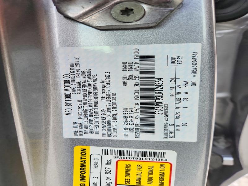 Продаж на аукціоні авто 2020 Ford Fusion, vin: 3FA6P0T93LR124354, номер лоту: 66441456