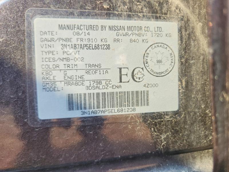 Продажа на аукционе авто 2014 Nissan Sentra, vin: 3N1AB7AP5EL681238, номер лота: 64141456