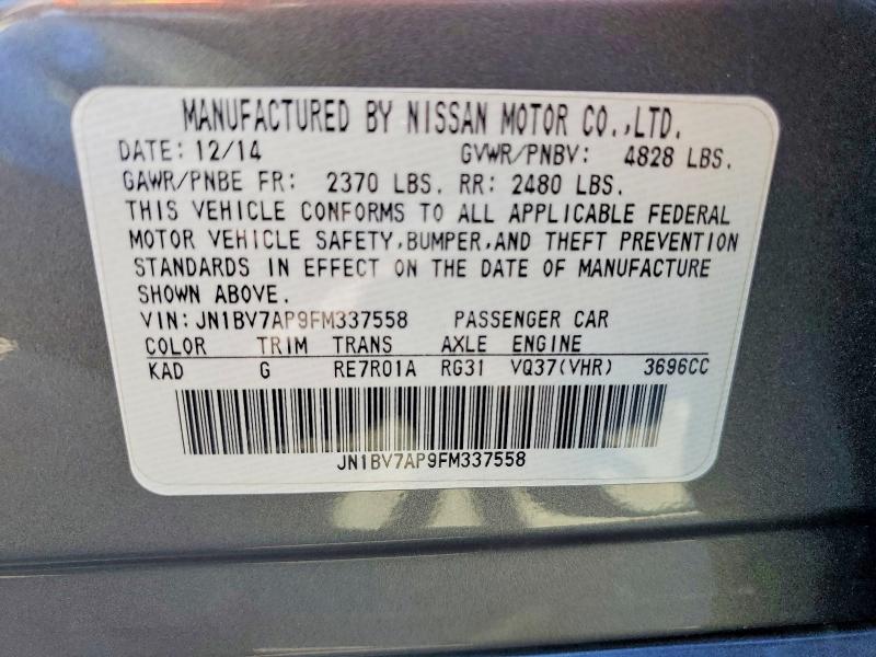 Продаж на аукціоні авто 2015 Infiniti Q50, vin: JN1BV7AP9FM337558, номер лоту: 65043126