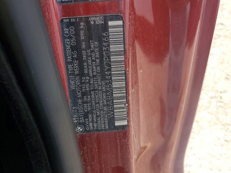 65717706 :رقم المزاد ، WBABM5344YJP03466 vin ، 2000 Bmw 328 مزاد بيع
