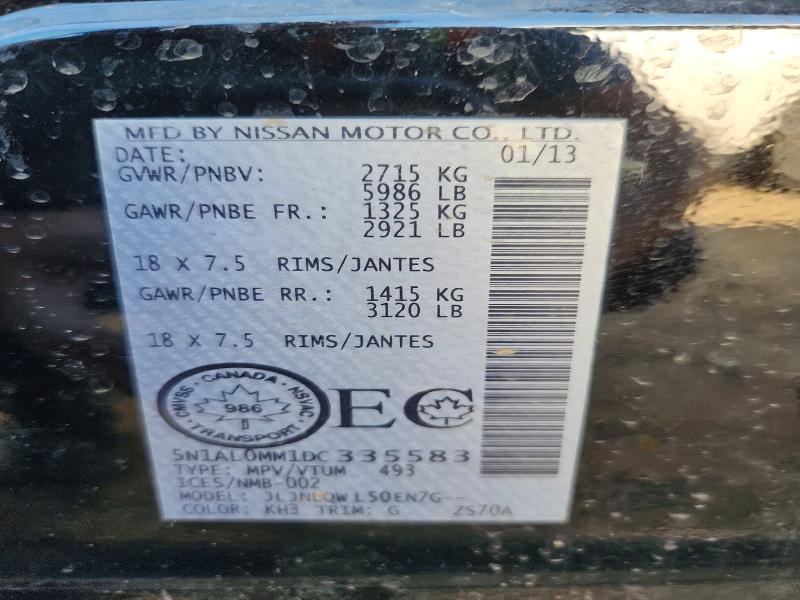 Auction sale of the 2013 Infiniti Jx35, vin: 5N1AL0MM1DC335583, lot number: 66478166