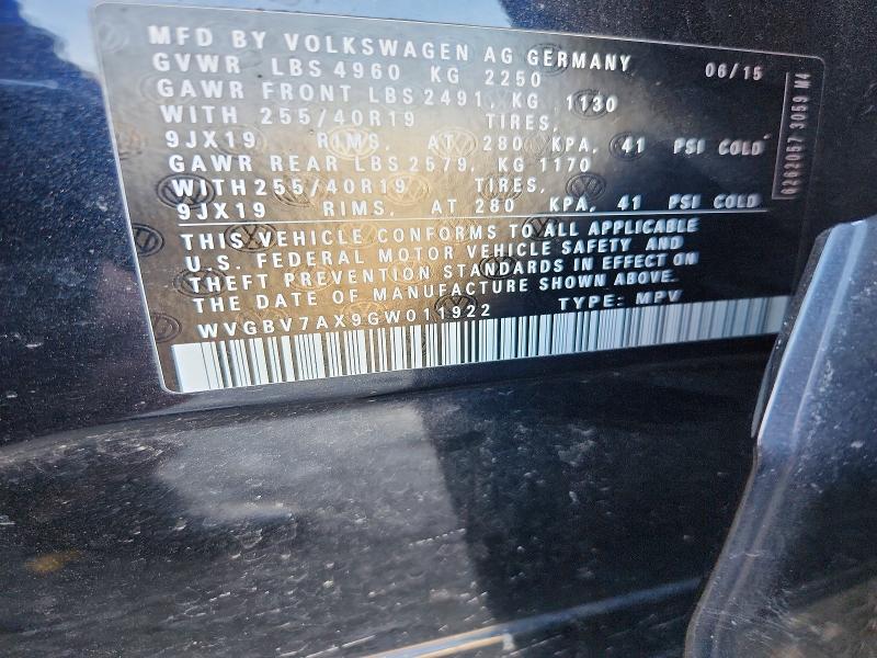 Продаж на аукціоні авто 2016 Volkswagen Tiguan, vin: WVGBV7AX9GW011922, номер лоту: 65650846