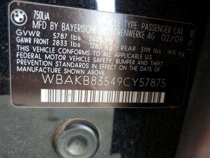 Aukcja sprzedaży 2009 Bmw 750, vin: WBAKB83549CY57875, numer aukcji: 64140776