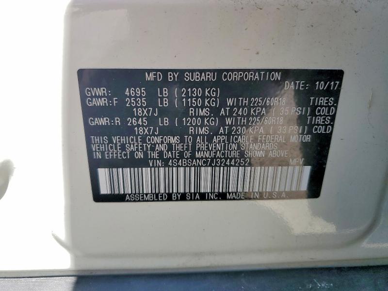 Aukcja sprzedaży 2018 Subaru Outback, vin: 4S4BSANC7J3244252, numer aukcji: 65676096
