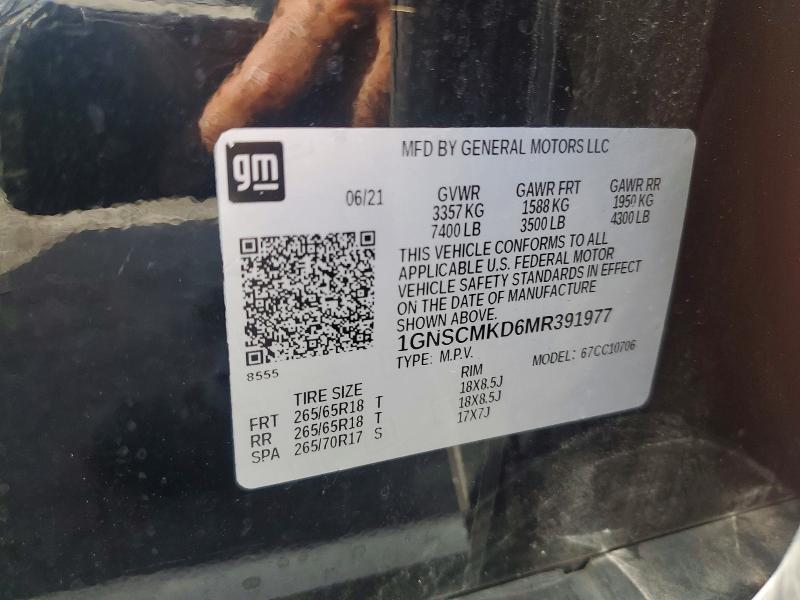 Aukcja sprzedaży 2021 Chevrolet Tahoe, vin: 1GNSCMKD6MR391977, numer aukcji: 71390516