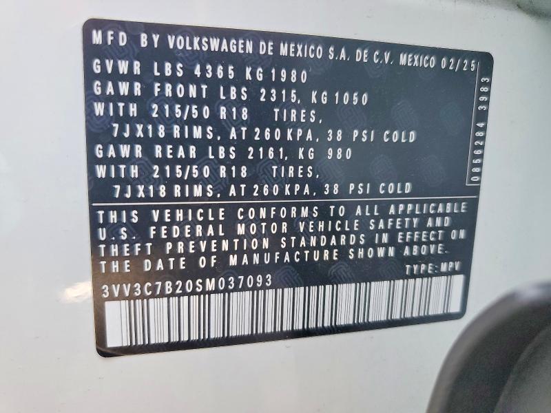 Продажа на аукционе авто 2025 Volkswagen Taos, vin: 3VV3C7B20SM037093, номер лота: 64146976