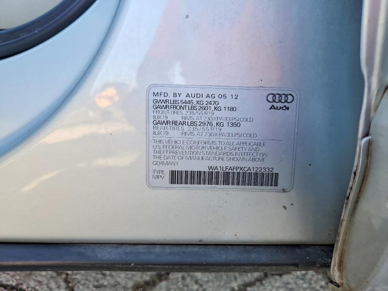 Продаж на аукціоні авто 2012 Audi Q5, vin: WA1LFAFPXCA122332, номер лоту: 65998976