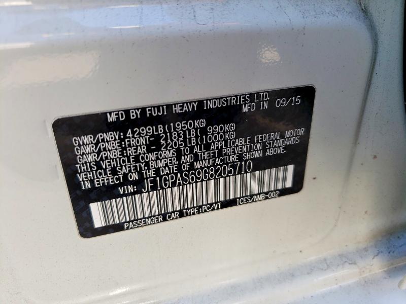 2016 Subaru Impreza მანქანა იყიდება აუქციონზე, vin: JF1GPAS69G8205710, აუქციონის ნომერი: 63357826