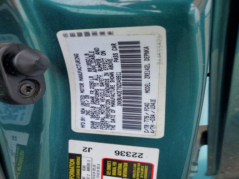 Auction sale of the 2009 Toyota Corolla, vin: 1NXBU40E79Z049911, lot number: 64602826