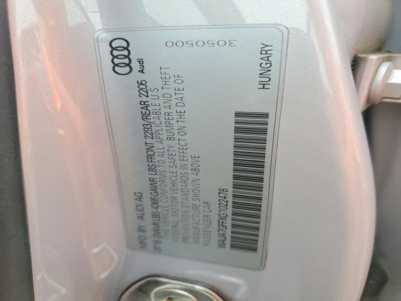 Aukcja sprzedaży 2016 Audi A3, vin: WAUA7GFFXG1022478, numer aukcji: 63601876