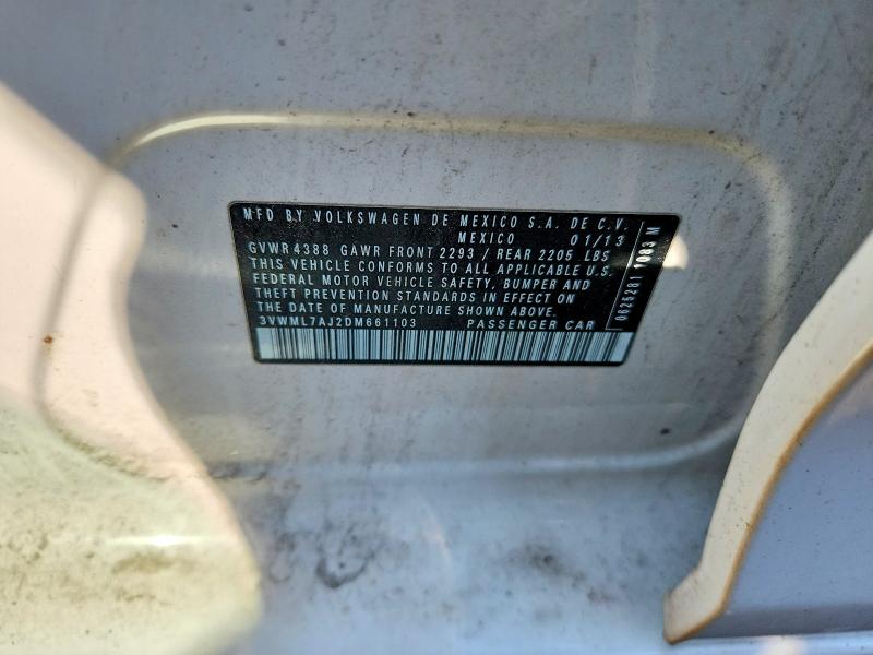 65256586 :رقم المزاد ، 3VWML7AJ2DM661103 vin ، 2013 Volkswagen Jetta مزاد بيع