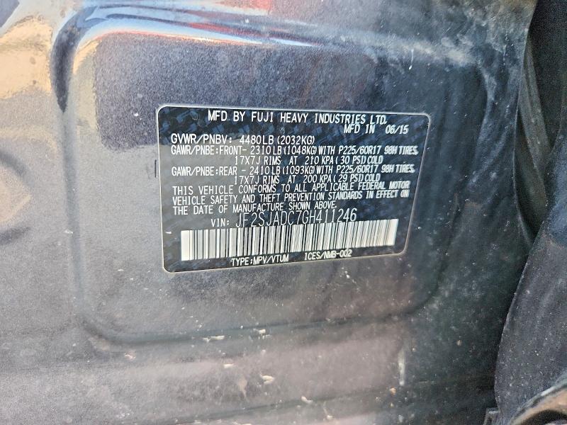 Продаж на аукціоні авто 2016 Subaru Forester, vin: JF2SJADC7GH411246, номер лоту: 66495926