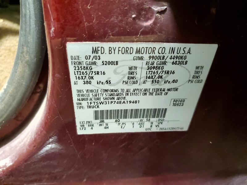 Aukcja sprzedaży 2004 Ford F350, vin: 1FTSW31P74EA19481, numer aukcji: 63154556