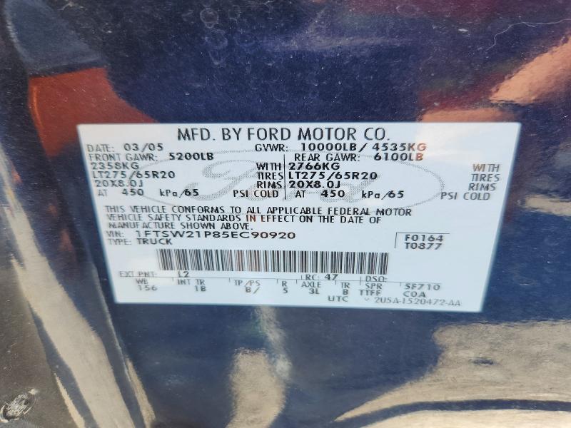 Продажа на аукционе авто 2005 Ford F250, vin: 1FTSW21P85EC90920, номер лота: 64985026