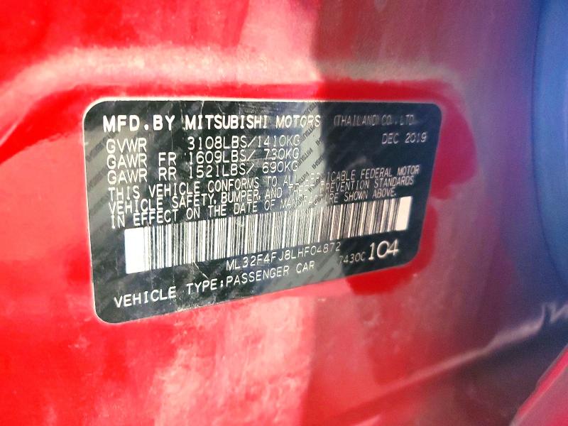Продаж на аукціоні авто 2020 Mitsubishi Mirage, vin: ML32F4FJ8LHF04872, номер лоту: 63734186