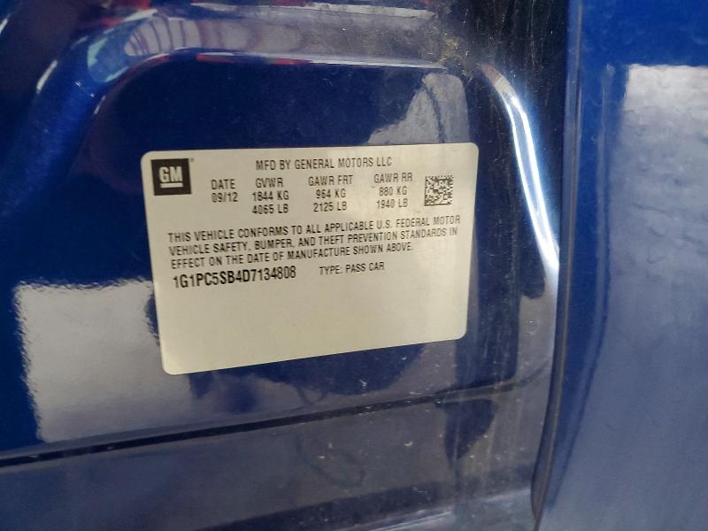 2013 Chevrolet Cruze მანქანა იყიდება აუქციონზე, vin: 1G1PC5SB4D7134808, აუქციონის ნომერი: 64818046