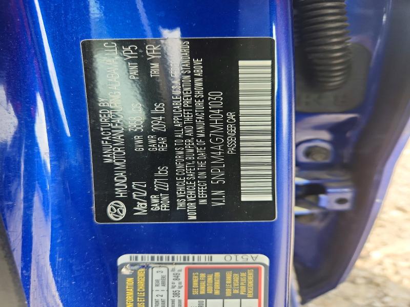 Aukcja sprzedaży 2021 Hyundai Elantra, vin: 5NPLM4AG7MH041030, numer aukcji: 65691656
