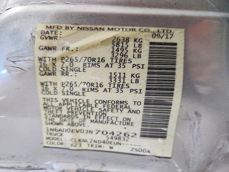2018 Nissan Frontier მანქანა იყიდება აუქციონზე, vin: 1N6AD0EV0JN704262, აუქციონის ნომერი: 65114616