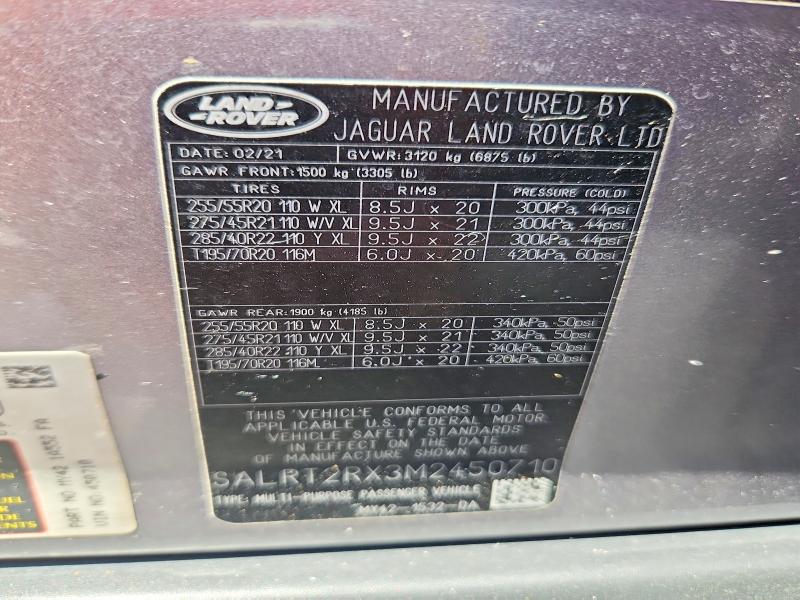 Продаж на аукціоні авто 2021 Land Rover Discovery, vin: SALRT2RX3M2450710, номер лоту: 65539356