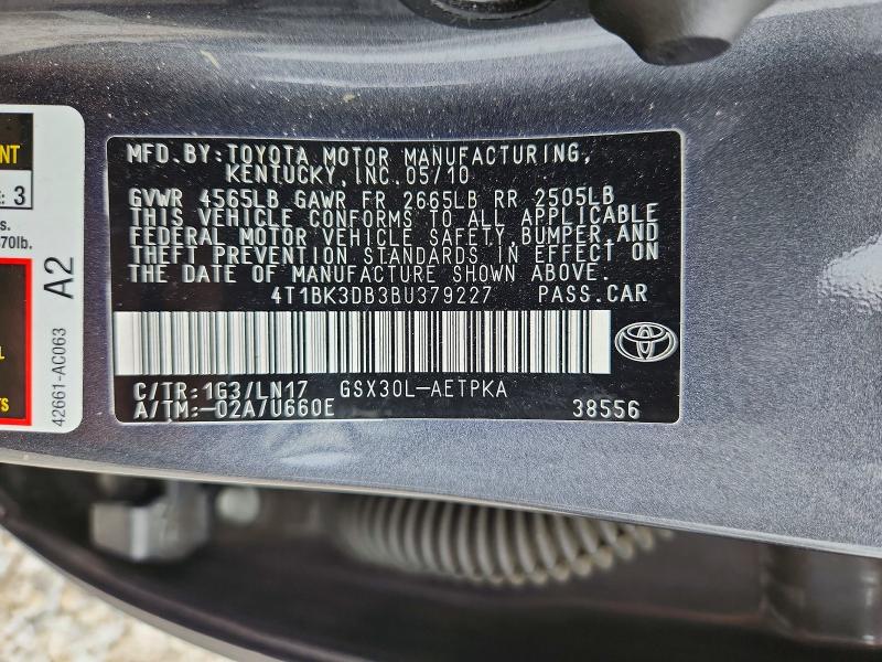 65613856 :رقم المزاد ، 4T1BK3DB3BU379227 vin ، 2011 Toyota Avalon مزاد بيع
