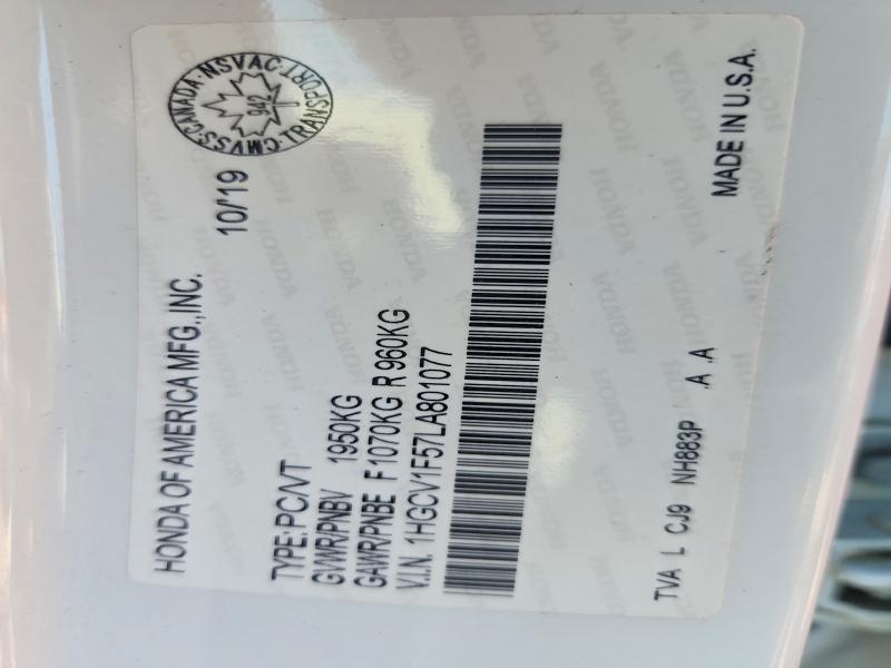 64026806 :رقم المزاد ، 1HGCV1F57LA801077 vin ، 2020 Honda Accord مزاد بيع