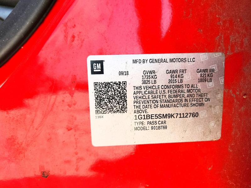 64062246 :رقم المزاد ، 1G1BE5SM9K7112760 vin ، 2019 Chevrolet Cruze مزاد بيع