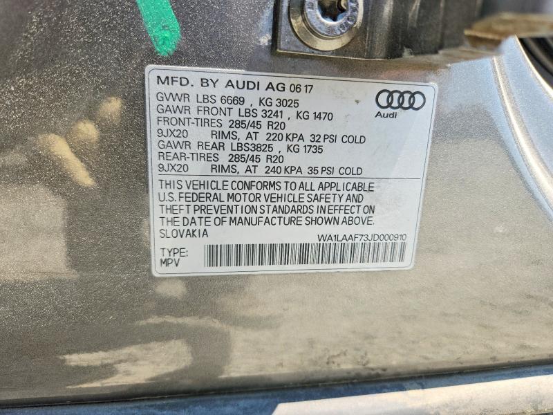 63299116 :رقم المزاد ، WA1LAAF73JD000910 vin ، 2018 Audi Q7 مزاد بيع