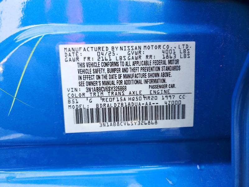 Aukcja sprzedaży 2025 Nissan Sentra, vin: 3N1AB8CV6SY326868, numer aukcji: 64613776