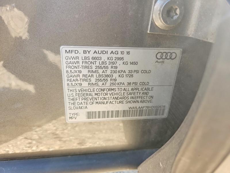 Продаж на аукціоні авто 2017 Audi Q7, vin: WA1LAAF76HD032678, номер лоту: 66499576