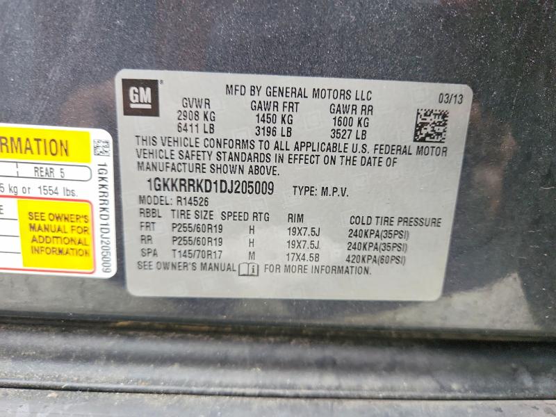 Aukcja sprzedaży 2013 Gmc Acadia, vin: 1GKKRRKD1DJ205009, numer aukcji: 65695556