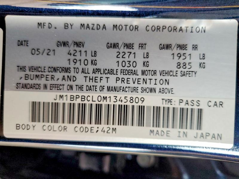 Продаж на аукціоні авто 2021 Mazda 3, vin: JM1BPBCL0M1345809, номер лоту: 66513636