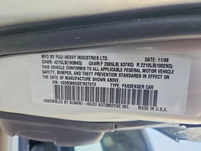 64438886 :رقم المزاد ، 4S3BG6853X7627073 vin ، 1999 Subaru Legacy مزاد بيع