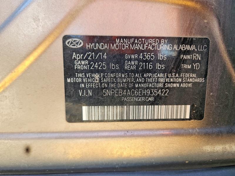 Продаж на аукціоні авто 2014 Hyundai Sonata, vin: 5NPEB4AC6EH935422, номер лоту: 61381206