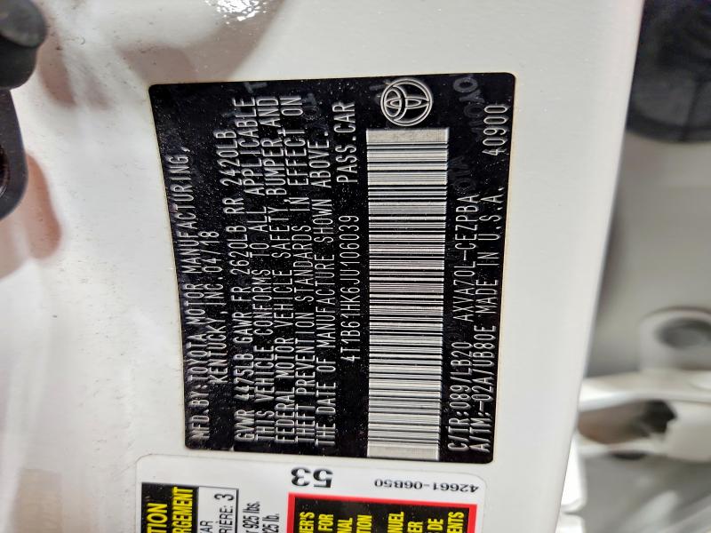 Продаж на аукціоні авто 2018 Toyota Camry, vin: 4T1B61HK6JU106039, номер лоту: 66961166