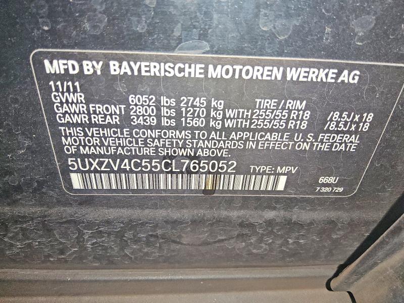 62667046 :رقم المزاد ، 5UXZV4C55CL765052 vin ، 2012 Bmw X5 مزاد بيع