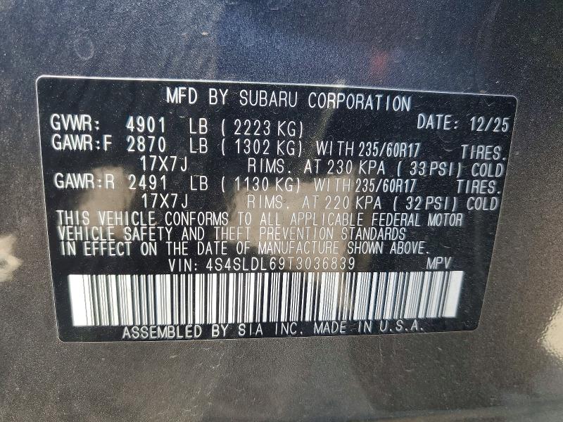 Продаж на аукціоні авто 2026 Subaru Forester, vin: 4S4SLDL69T3036839, номер лоту: 63753246