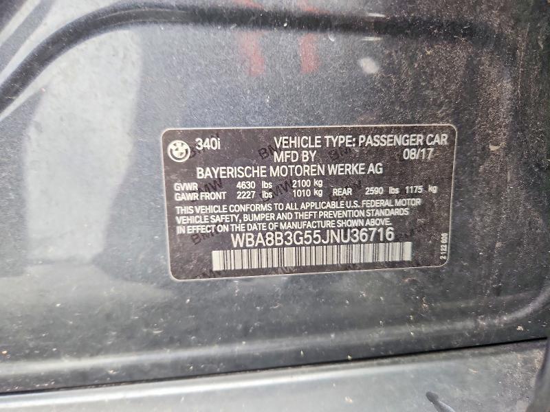62818586 :رقم المزاد ، WBA8B3G55JNU36716 vin ، 2018 Bmw 340 مزاد بيع