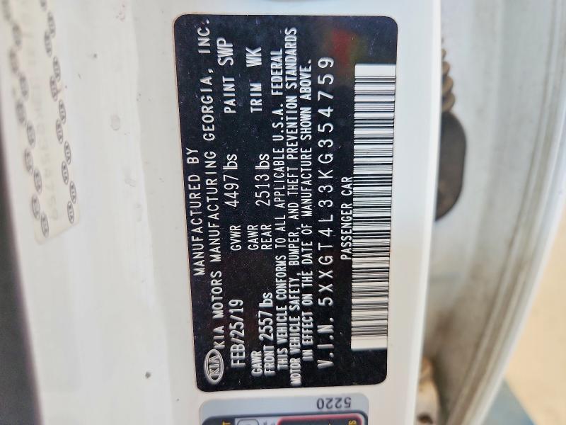 2019 Kia Optima მანქანა იყიდება აუქციონზე, vin: 5XXGT4L33KG354759, აუქციონის ნომერი: 64239926