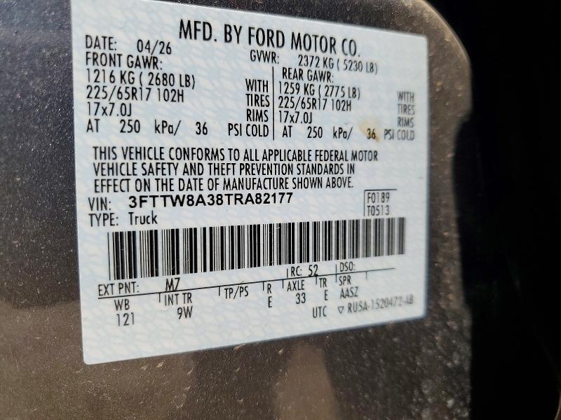 Aukcja sprzedaży 2026 Ford Maverick, vin: 3FTTW8A38TRA82177, numer aukcji: 64799016