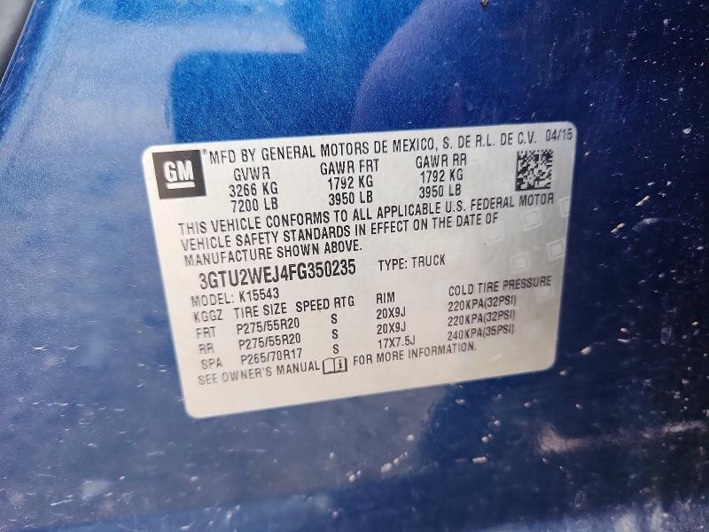 Aukcja sprzedaży 2015 Gmc Sierra, vin: 3GTU2WEJ4FG350235, numer aukcji: 65631256