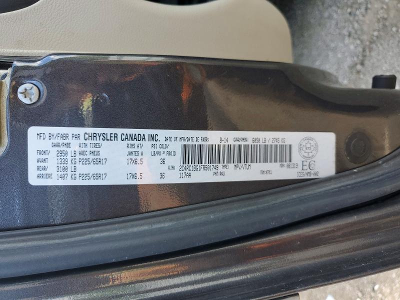 Auction sale of the 2015 Chrysler Town & Country, vin: 2C4RC1BG1FR501749, lot number: 64837416