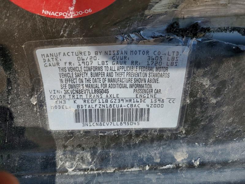 2020 Nissan Versa მანქანა იყიდება აუქციონზე, vin: 3N1CN8EV7LL895045, აუქციონის ნომერი: 66623286