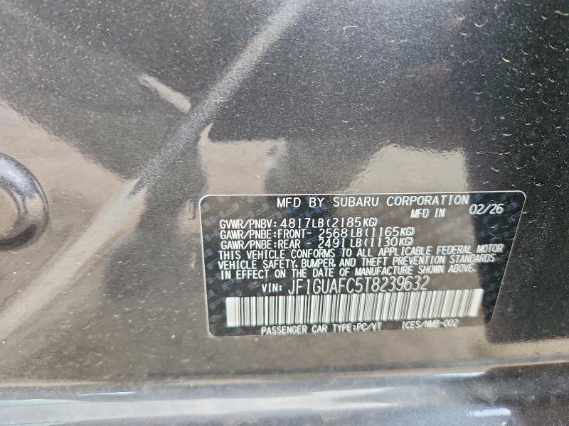 2026 Subaru Impreza მანქანა იყიდება აუქციონზე, vin: JF1GUAFC5T8239632, აუქციონის ნომერი: 66424796