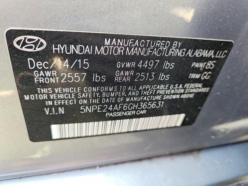 2016 Hyundai Sonata მანქანა იყიდება აუქციონზე, vin: 5NPE24AF6GH365631, აუქციონის ნომერი: 67197286