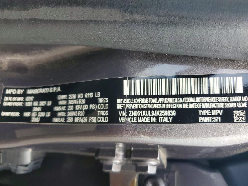 Продажа на аукционе авто 2018 Maserati Levante, vin: ZN661XUL9JX259839, номер лота: 67034246