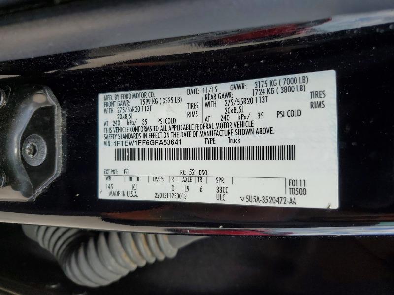 Продаж на аукціоні авто 2016 Ford F150, vin: 1FTEW1EF6GFA53641, номер лоту: 64676526