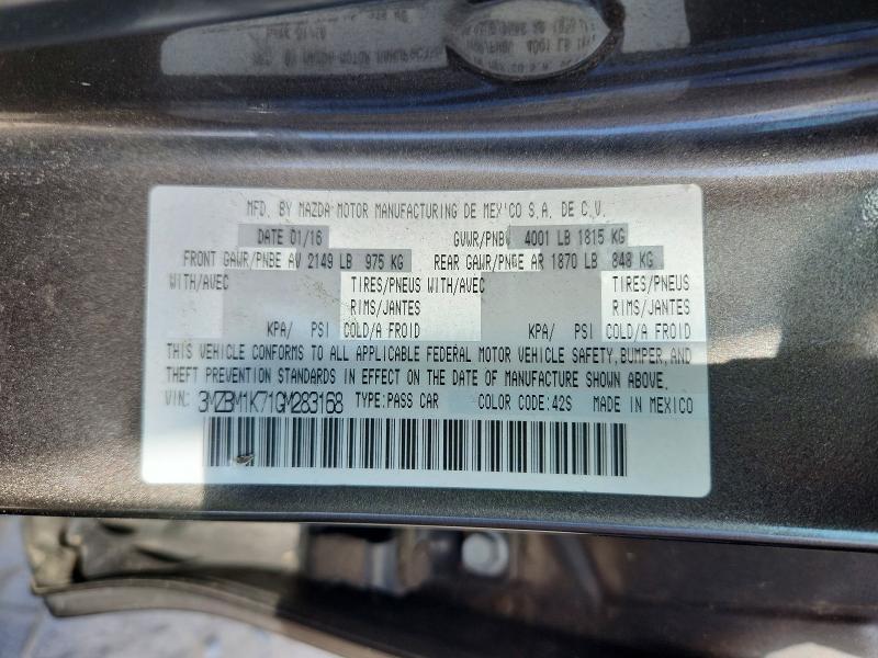 64775136 :رقم المزاد ، 3MZBM1K71GM283168 vin ، 2016 Mazda 3 مزاد بيع