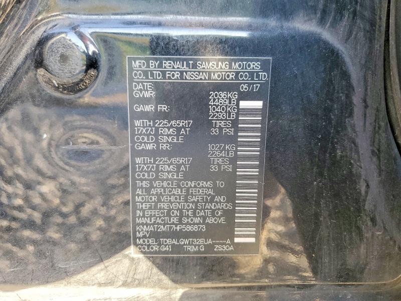 61449856 :رقم المزاد ، KNMAT2MT7HP586873 vin ، 2017 Nissan Rogue مزاد بيع