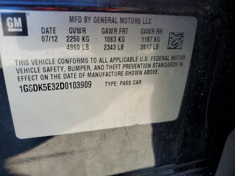 Aukcja sprzedaży 2013 Cadillac Cts, vin: 1G6DK5E32D0103909, numer aukcji: 67269466