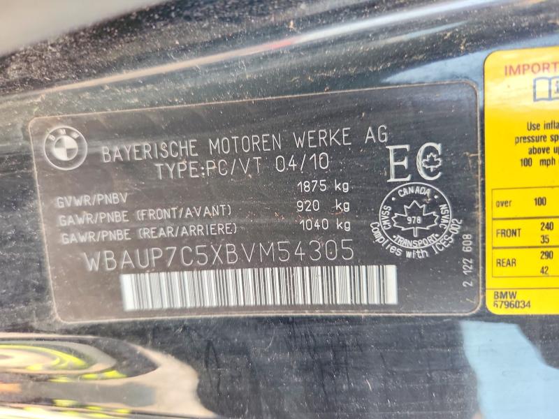 64281366 :رقم المزاد ، WBAUP7C5XBVM54305 vin ، 2011 Bmw 128 مزاد بيع